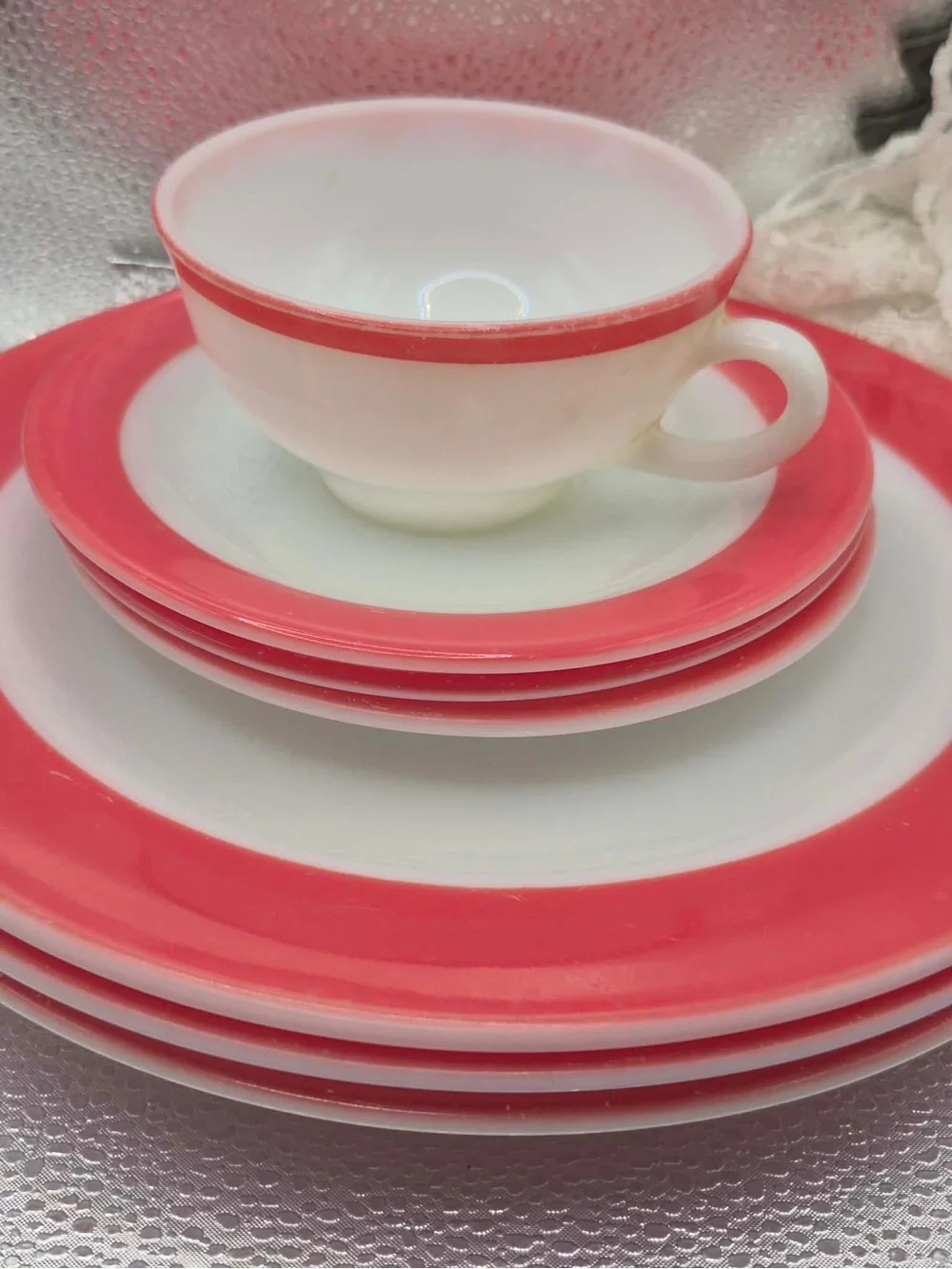 Vintage Pyrex Pink Flamingo 7pc Hostess Set, Milk Glass & Coral Replacements